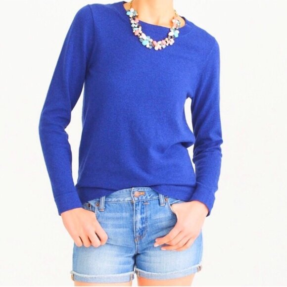 J. Crew - Cotton Teddie Pullover Crew Neck Sweater B7207 | XS: Royal Bistro Blue - Picture 1 of 4